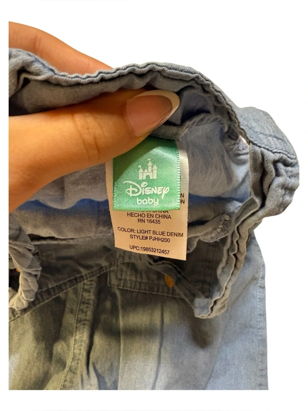 Disney Baby Denim Stitch Shortalls with Yellow Patch & Blue Appliques